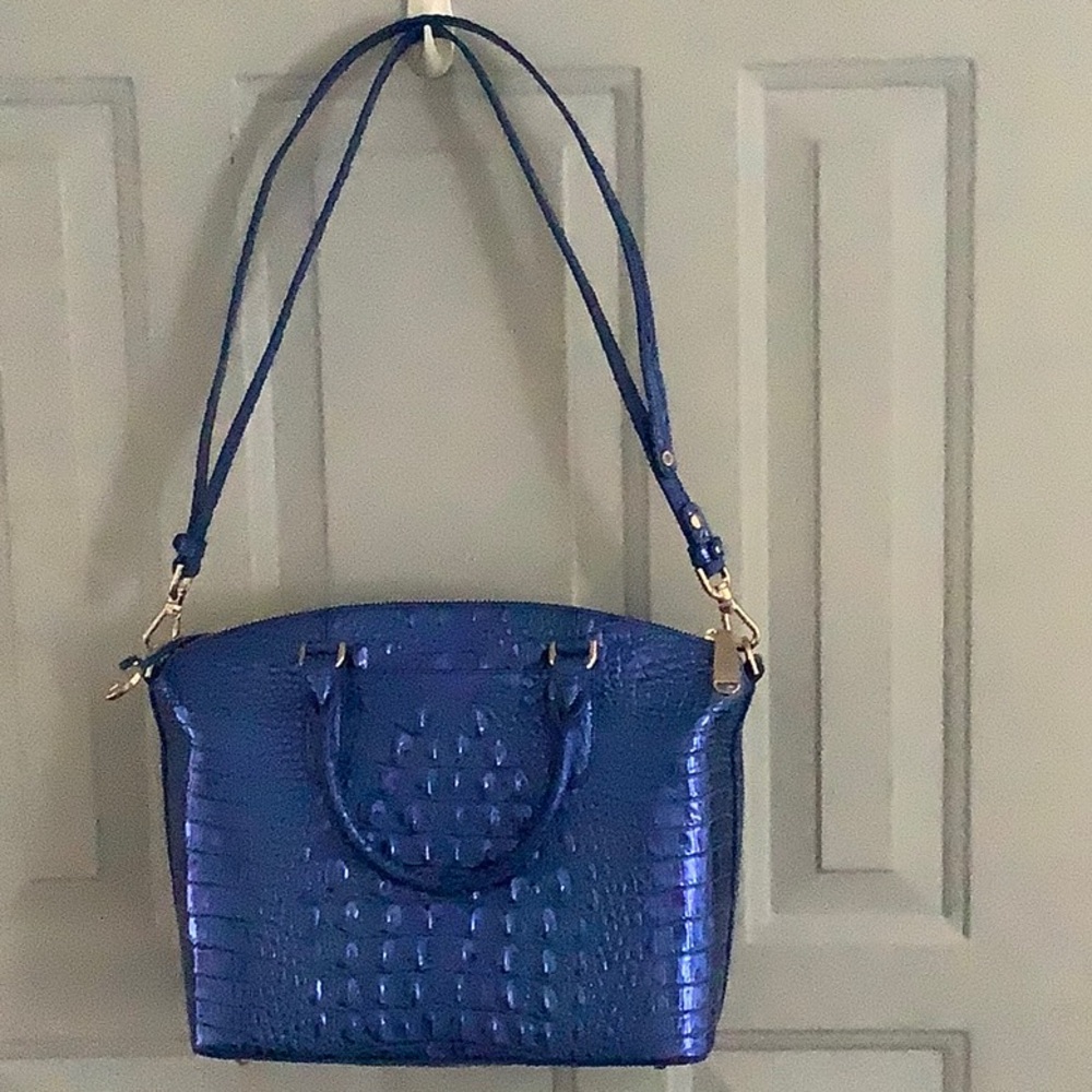 Brahmin Blue Embossed Shoulder Bag